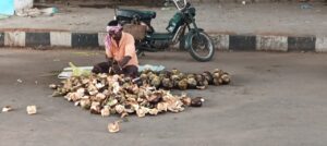 ஜெயங்கொண்டம் குருக்கு ரோட்டில்,கொளூத்தும் வெய்யலுக்கு குளிர்ச்சியான நுங்கு வியாபாரம்