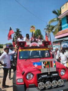 வசந்தம் கார்த்திகேயன் வீதி வீதியாக சென்று தீவிர வாக்கு சேகரிப்பு